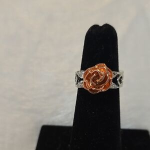 Intricate Silver and Gold Floral Ring